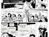 an image of a black and white comic strip with a clock in the background
