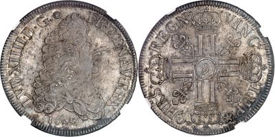 une pièce d'argent avec une croix au recto et une croix au verso