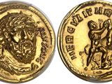 a gold coin with an image of a man on a horse