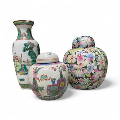 CHINE Ensemble de 3 porcelaines comprenant : - Un pot à ging… - Photo 1
