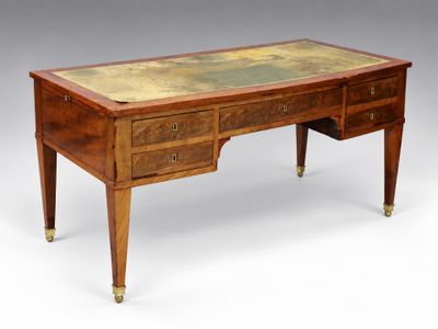 an antique writing desk with a marble top and brass - plated legs