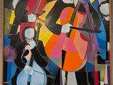 une image représentant un tableau dans lequel on voit un groupe de personnes jouant d'instruments de musique