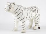 un tigre blanc debout sur une surface blanche