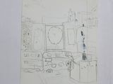 drawing of a drawing of a kitchen with a sink and a stove