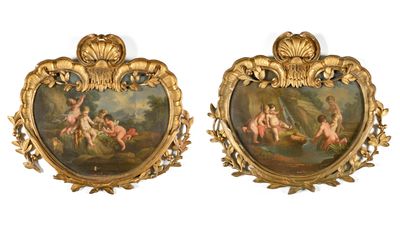 pair of 19th century french oil paintings of cherensils and cherensils