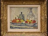 painting of a still life of fruit and a pitcher on a table