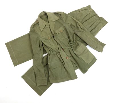 an image of a green jacket and pants on a white surface