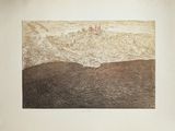 a picture of a drawing of a castle on a hill