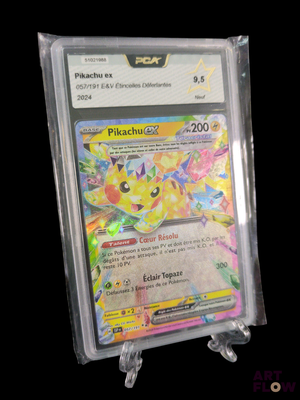 a close up of a pokemon card in a plastic holder