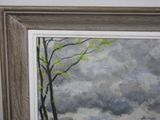 a painting of a tree in the middle of a field