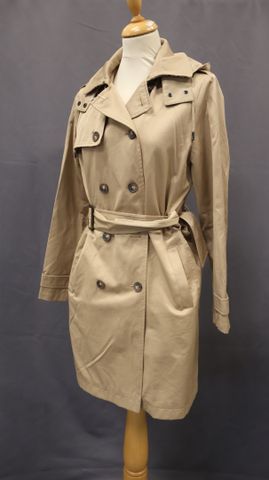 BURTON – Imperméable beige doublé écossais, capuche. Boucle et bo...