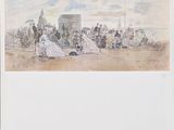 an image of a painting of a group of people on a beach