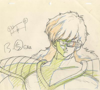 dessin représentant un homme portant des lunettes et une veste verte