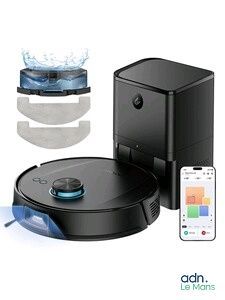 une image d'un aspirateur robotisé avec une télécommande