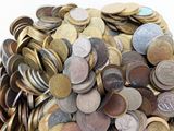 a pile of coins sitting on top of each other