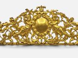 une pièce d'or représentant des anges, posée sur un fond blanc