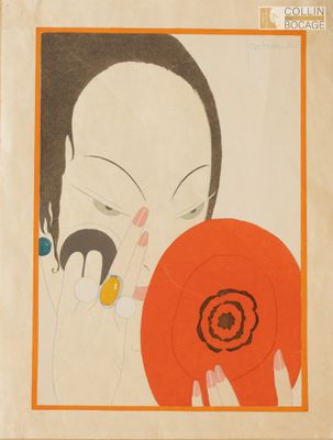 Georges LEPAPE (1887-1971) Le miroir rouge, 1919