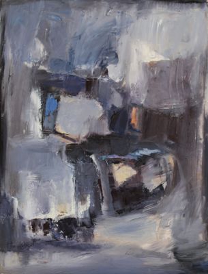 an oil painting of a chair and a table in a room