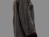 an image of a mannequin wearing a gray coat and black leggings