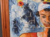 painting of a woman wearing a headdress with feathers on her head