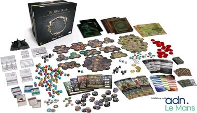 the contents of a board game are laid out and ready to be played