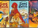 three children ' s books are lined up on a shelf