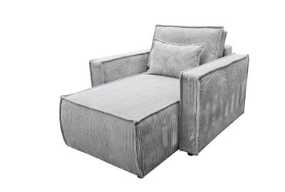Fauteuil MARIJO en velours côtelé gris clair, dimensions: 10…