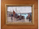 an image of a painting of a group of people on a beach