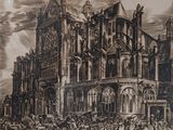 un dessin représentant un grand bâtiment sur lequel figure une horloge