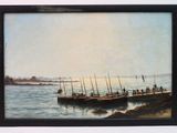 une image d'un tableau représentant un bateau sur l'eau
