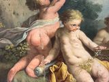 a painting of a couple of cherensils hanging on a wall