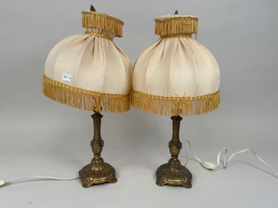 une paire de lampes avec des abat-jours à franges de chaque côté