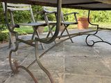 a table that has a potted plant on top of it