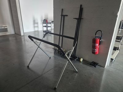 an image of a room with a fire extinguisher and a fire extinguisher on the floor