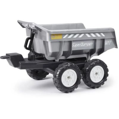 un camion-benne jouet avec des roues, sur fond blanc
