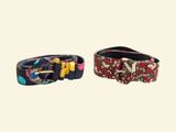 two belts with bows and bows on them on a white background