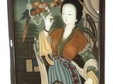tableau représentant une femme tenant un oiseau dans la main