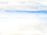 a watercolor painting of a boat in the ocean