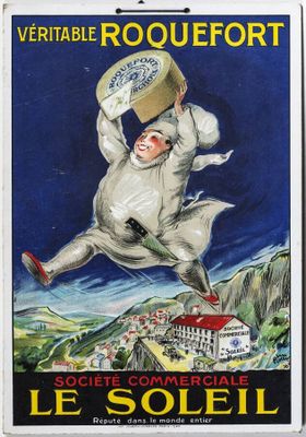 an old poster advertising a french cheese company