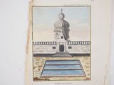 drawing of a water fountain with a dome on top of it