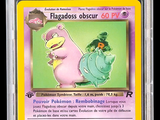 a close up of a pokemon trading card in a plastic holder