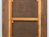 a close up of a wooden frame with a window in it