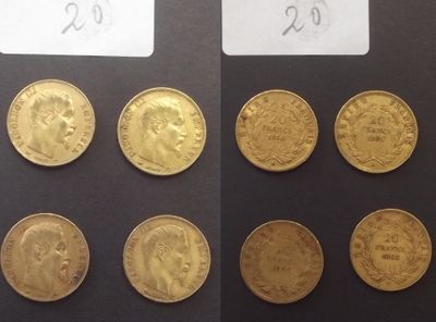 Plusieurs types de pièces d'or sont représentés sur un fond noir