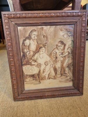 an image of a picture of a painting of a group of people in a room