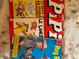 three children ' s books sitting on top of a bed next to each other