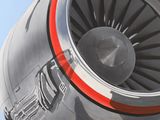 a close up of a jet engine on a plane