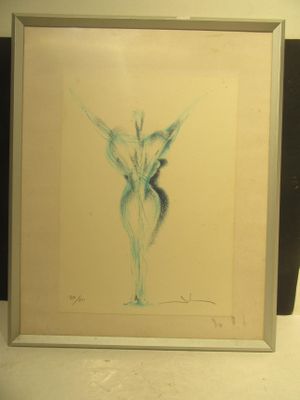 a picture of a painting of a woman in a vase