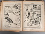 an old book with illustrations of people and animals on it