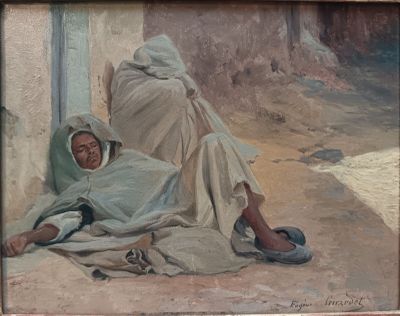 un tableau représentant un homme et une femme allongés par terre