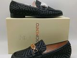 mocassins pour homme en cuir tressé noir avec chaîne dorée